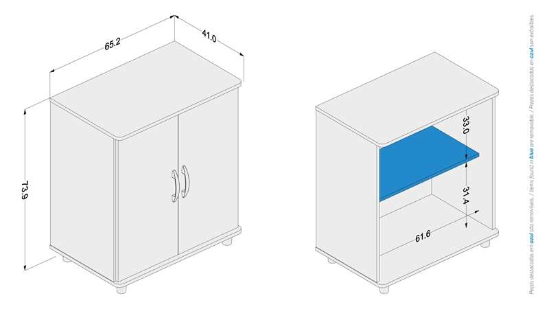 Balcão Simples Itaim com Portas Branco Politorno - Branco