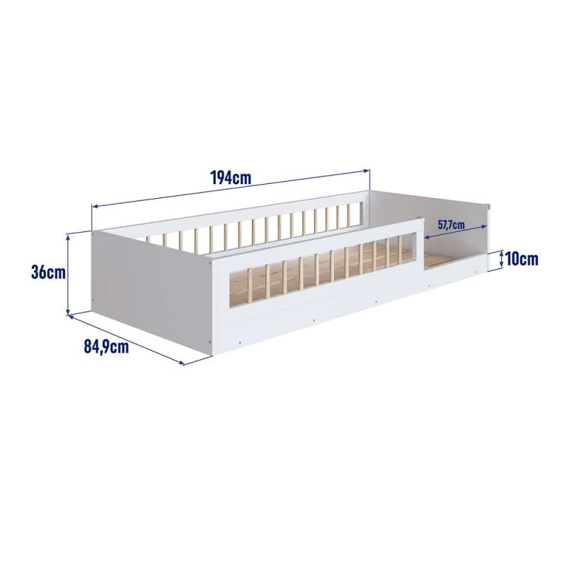 Cama Montessoriana Solteiro Affetto Branco Completa Móveis - Branco