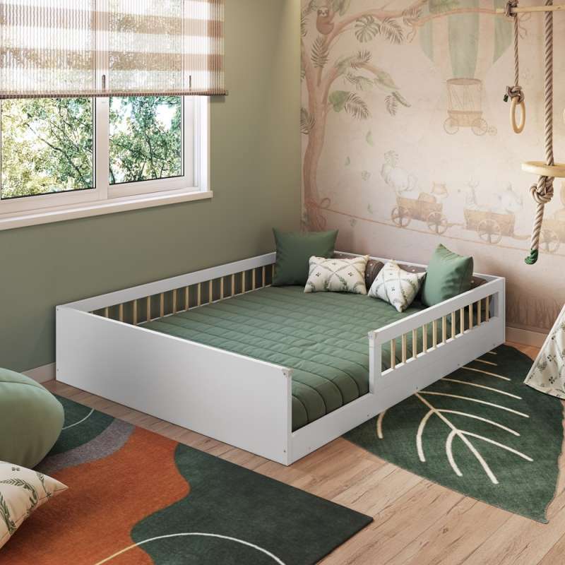 Cama Montessoriana de Casal Affetto Branco Completa Móveis - Branco