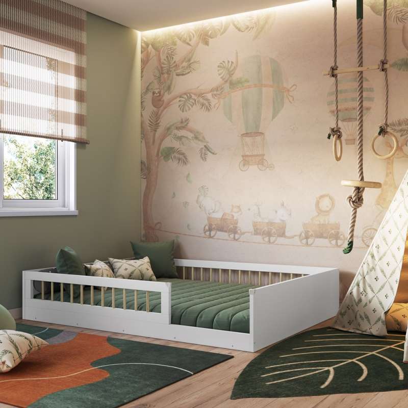 Cama Montessoriana de Casal Affetto Branco Completa Móveis - Branco