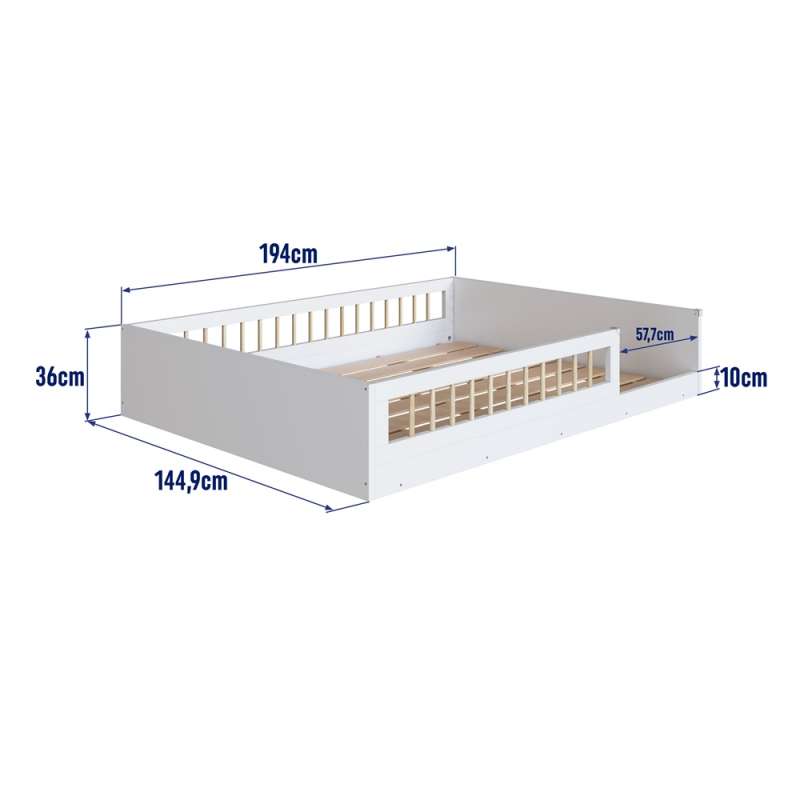 Cama Montessoriana de Casal Affetto Branco Completa Móveis - Branco