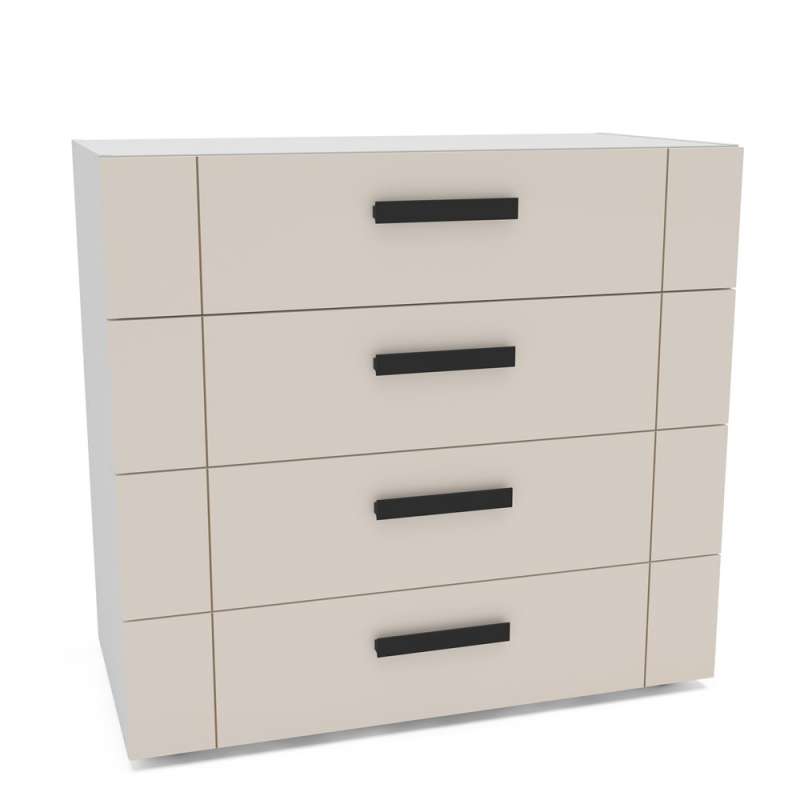 Cômoda com 4 Gavetas Lisboa Branca com Creme Politorno - Branco-Creme