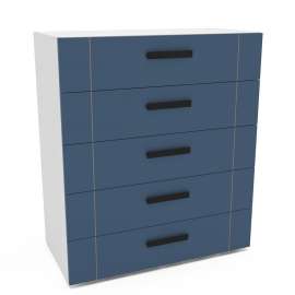 Cômoda com 5 Gavetas Lisboa Branca com Azul Politorno - Branco-Azul