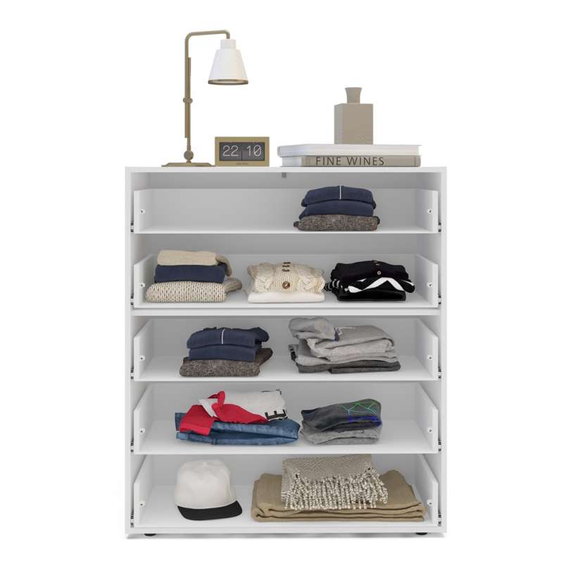 Cômoda com 5 Gavetas Lisboa Branca com Creme Politorno - Branco-Creme