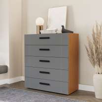 Cômoda com 5 Gavetas Lisboa Freijó com Cinza Politorno