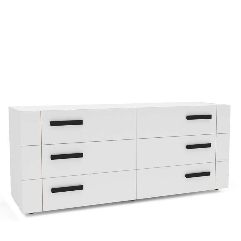 Cômoda com 6 Gavetas Lisboa Branco Politorno - Branco