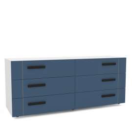 Cômoda com 6 Gavetas Lisboa Branca com Azul Politorno - Branco-Azul
