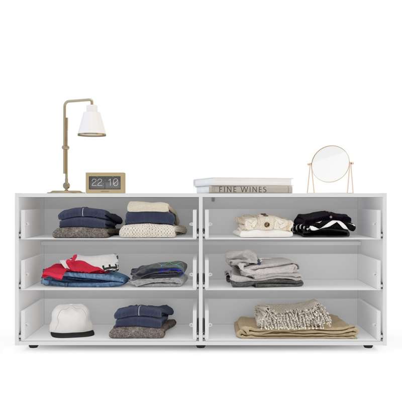 Cômoda com 6 Gavetas Lisboa Branca com Creme Politorno - Branco-Creme