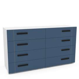 Cômoda com 8 Gavetas Lisboa Branca com Azul Politorno - Branco-Azul