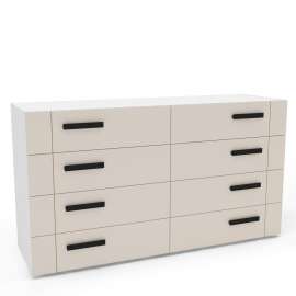 Cômoda com 8 Gavetas Lisboa Branca com Creme Politorno - Branco-Creme