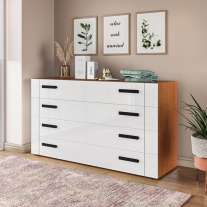 Cômoda com 8 Gavetas Lisboa Freijó com Branco Politorno