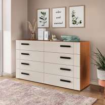 Cômoda com 8 Gavetas Lisboa Freijó com Creme Politorno