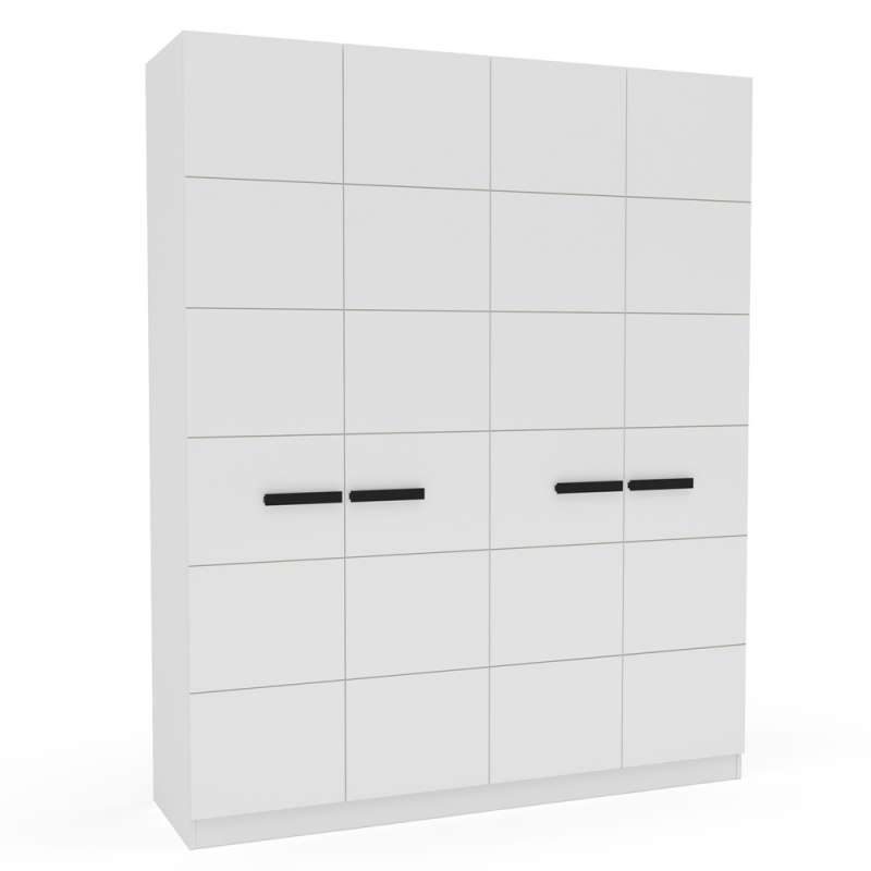 Roupeiro de 4 Portas e 4 Gavetas Lisboa Branco Politorno - Branco