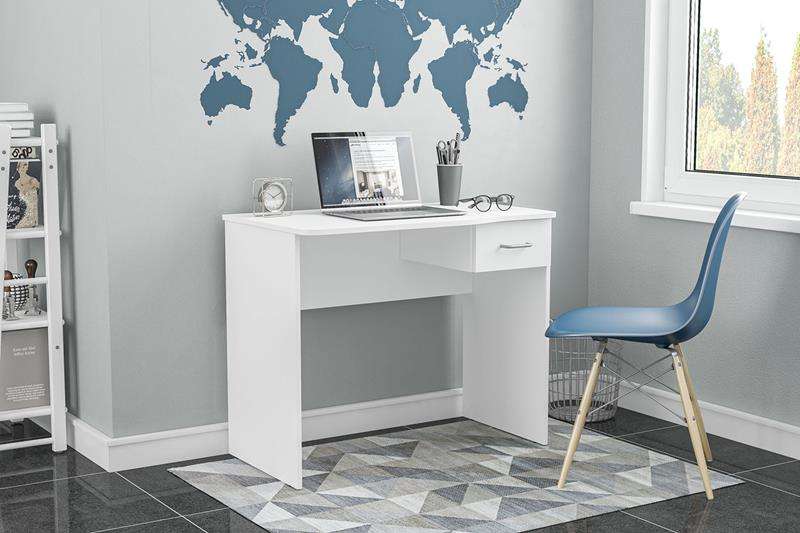 Mesa de Escritório Arapeí com 1 Gaveta Branco Politorno - Branco