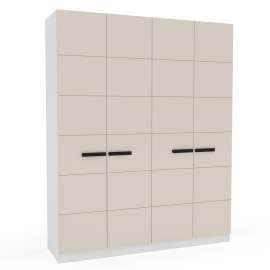 Roupeiro de 4 Portas e 4 Gavetas Lisboa Branco e Creme Politorno - Branco e Creme