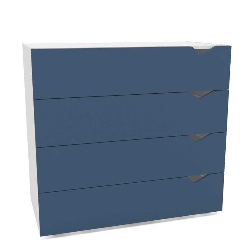 Cômoda 4 Gavetas Branca e Azul Porto Politorno - Branco e Azul