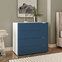 Cômoda 4 Gavetas Branca e Azul Porto Politorno