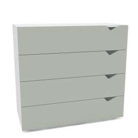 Cômoda 4 Gavetas Branca e Verde Porto Politorno - Branco e Verde