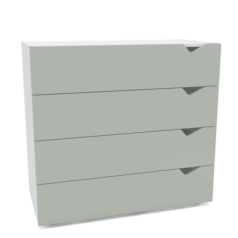 Cômoda 4 Gavetas Branca e Verde Porto Politorno - Branco e Verde