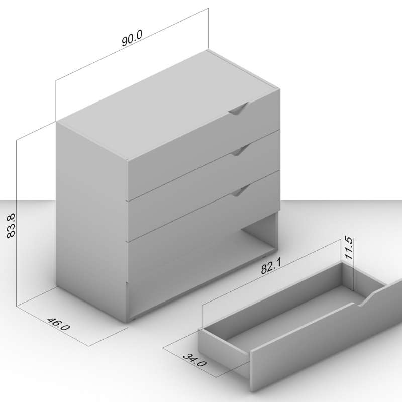 Cômoda 4 Gavetas Branca e Verde Porto Politorno - Branco e Verde