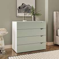 Cômoda 4 Gavetas Branca e Verde Porto Politorno