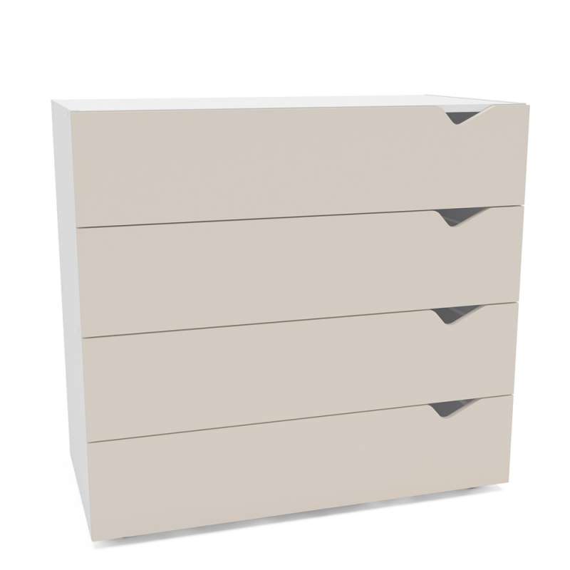 Cômoda 4 Gavetas Branca e Creme Porto Politorno - Branco e Creme