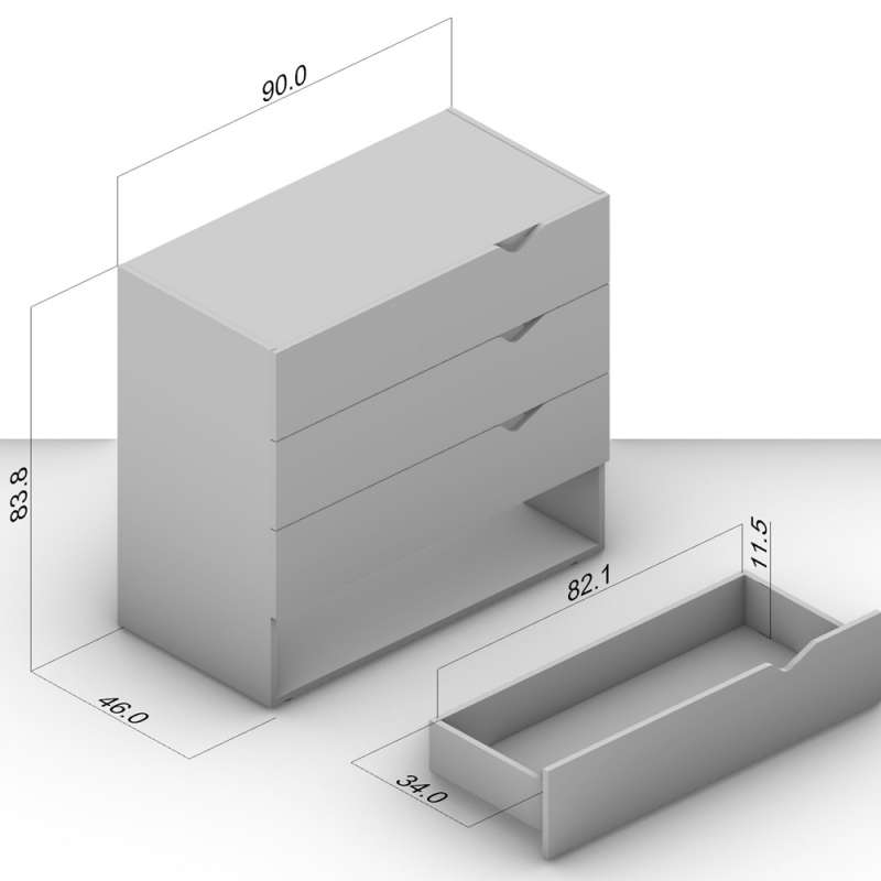 Cômoda 4 Gavetas Branca e Creme Porto Politorno - Branco e Creme