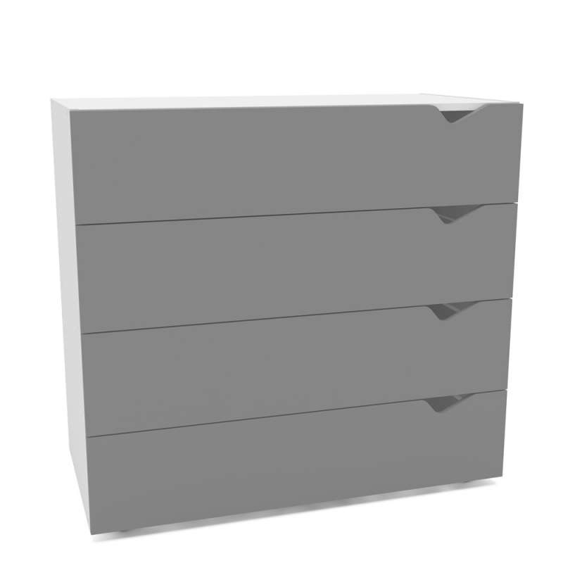 Cômoda 4 Gavetas Branca e Cinza Porto Politorno - Branco e Cinza