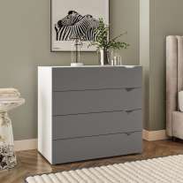 Cômoda 4 Gavetas Branca e Cinza Porto Politorno