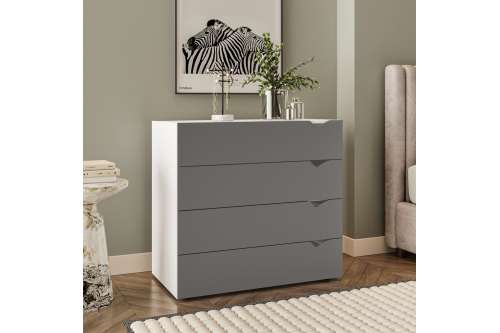 Cômoda 4 Gavetas Branca e Cinza Porto Politorno