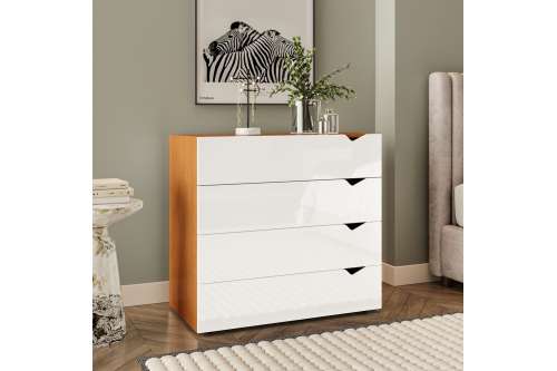 Cômoda 4 Gavetas Freijó e Branca Porto Politorno