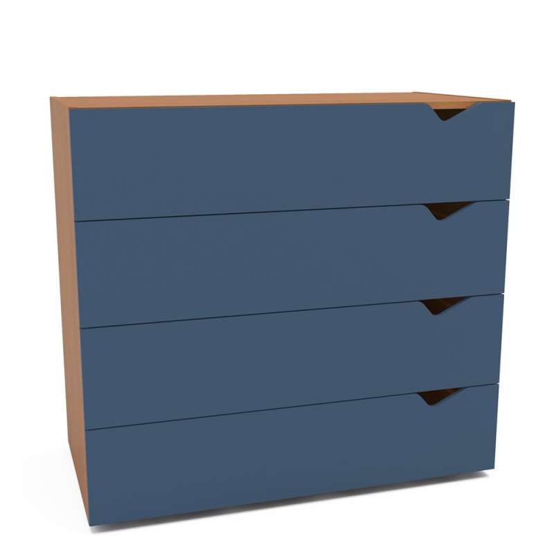 Cômoda 4 Gavetas Freijó e Azul Porto Politorno - Freijó e Azul