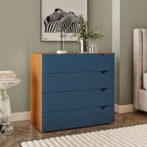 Cômoda 4 Gavetas Freijó e Azul Porto Politorno