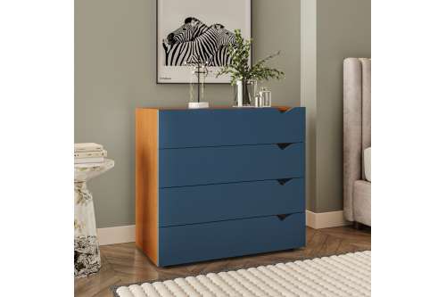 Cômoda 4 Gavetas Freijó e Azul Porto Politorno