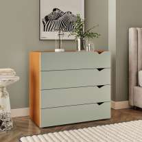 Cômoda 4 Gavetas Freijó e Verde Porto Politorno