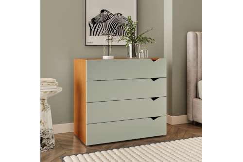 Cômoda 4 Gavetas Freijó e Verde Porto Politorno