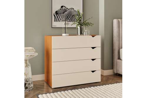 Cômoda 4 Gavetas Freijó e Creme Porto Politorno