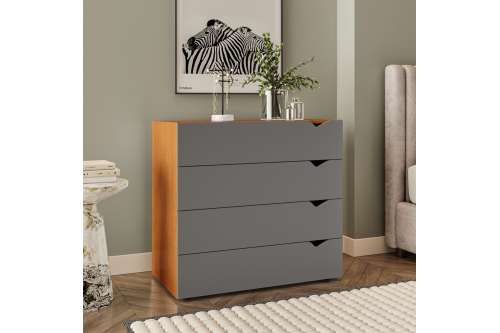 Cômoda 4 Gavetas Freijó e Cinza Porto Politorno