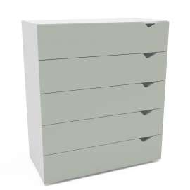 C&ocirc;moda 5 Gavetas Branca e Verde Porto Politorno - Branco e Verde