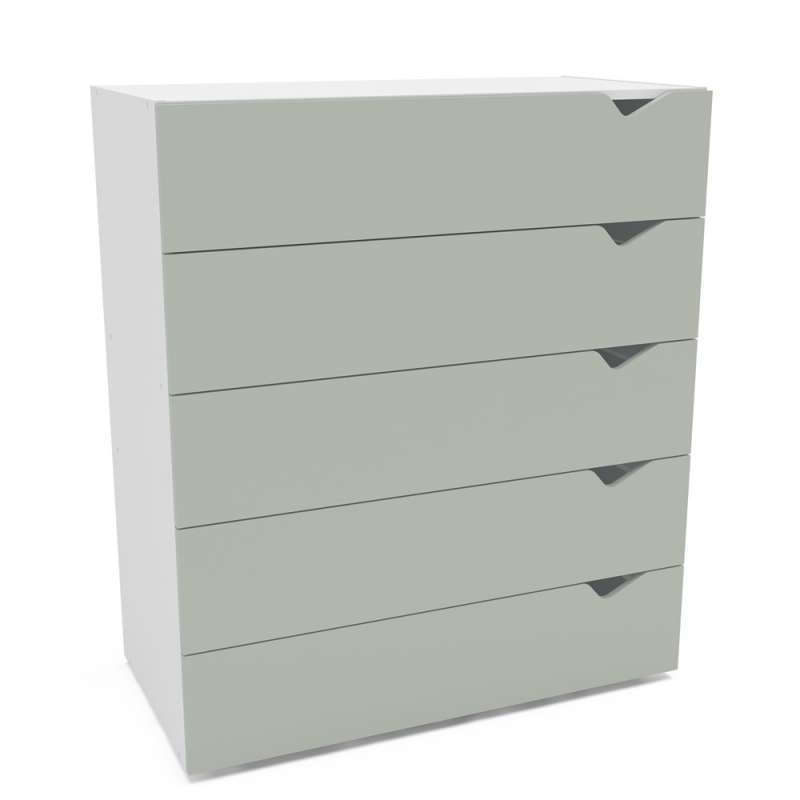 C&ocirc;moda 5 Gavetas Branca e Verde Porto Politorno - Branco e Verde