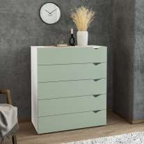 C&ocirc;moda 5 Gavetas Branca e Verde Porto Politorno