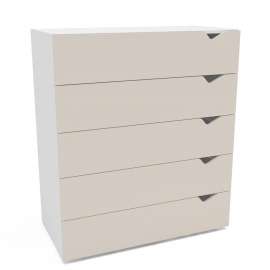 C&ocirc;moda 5 Gavetas Branca e Creme Porto Politorno - Branco e Creme