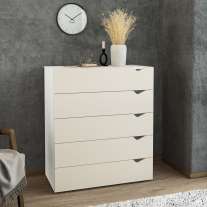 C&ocirc;moda 5 Gavetas Branca e Creme Porto Politorno