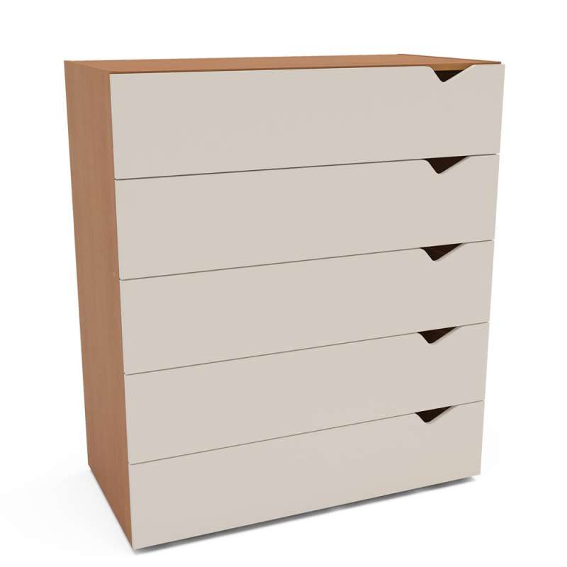 C&ocirc;moda 5 Gavetas Freij&oacute; e Creme Porto Politorno - Freij&oacute; e Creme