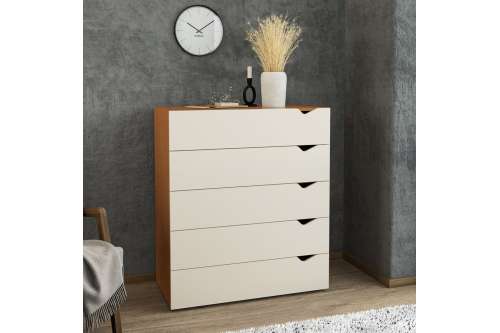 C&ocirc;moda 5 Gavetas Freij&oacute; e Creme Porto Politorno