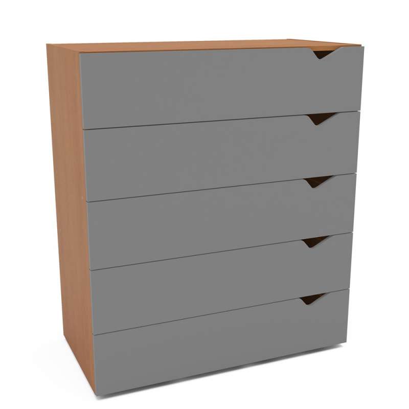 C&ocirc;moda 5 Gavetas Freij&oacute; e Cinza Porto Politorno - Freij&oacute; e Cinza