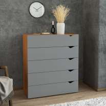C&ocirc;moda 5 Gavetas Freij&oacute; e Cinza Porto Politorno