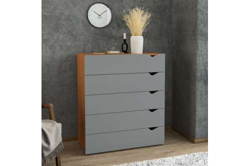 C&ocirc;moda 5 Gavetas Freij&oacute; e Cinza Porto Politorno