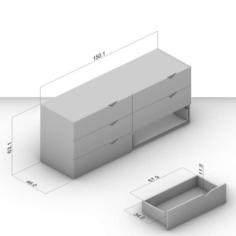 C&ocirc;moda 6 Gavetas Branca Porto Politorno - Branco