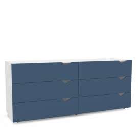 C&ocirc;moda 6 Gavetas Branca e Azul Porto Politorno - Branco e Azul